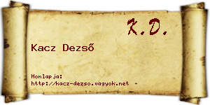 Kacz Dezső névjegykártya